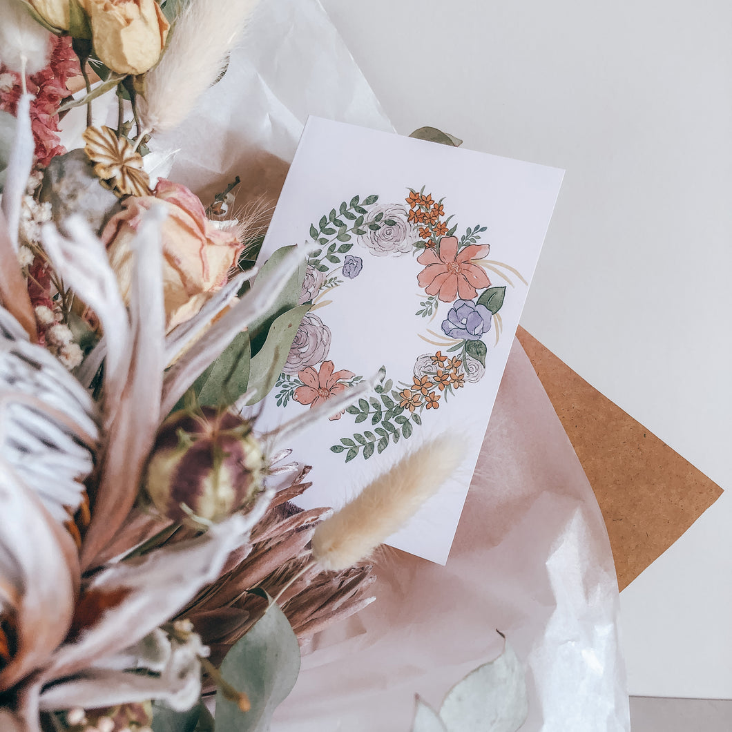 Jane Smith Floral Design, custom designed gift card, gifting, printed on quality matt card